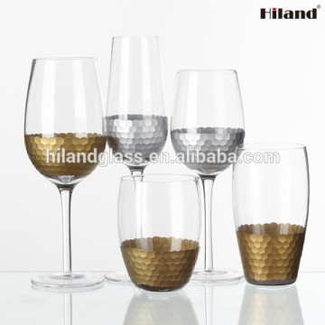 Hand blown gold wine glass