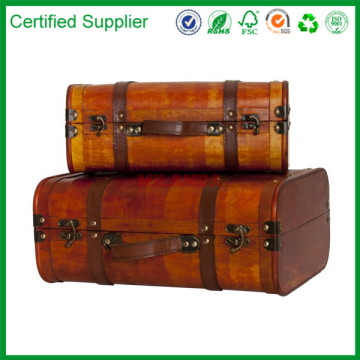 decorative antique wooden suitcase