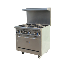 36 Inch Stainless Steel 6 Burner Commercial Gas Range with Convection Ovens