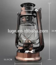 classic antique bronze kerosene lamp with handle and glass shade