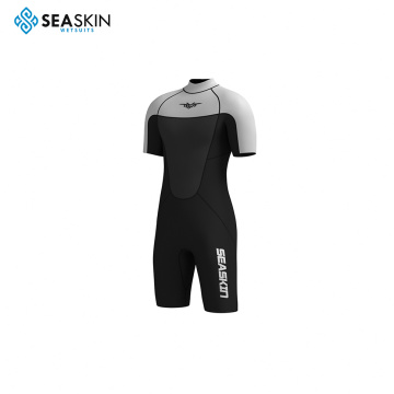 Seaskin 1.5mm kembali zip lelaki melayari wetsuit pendek