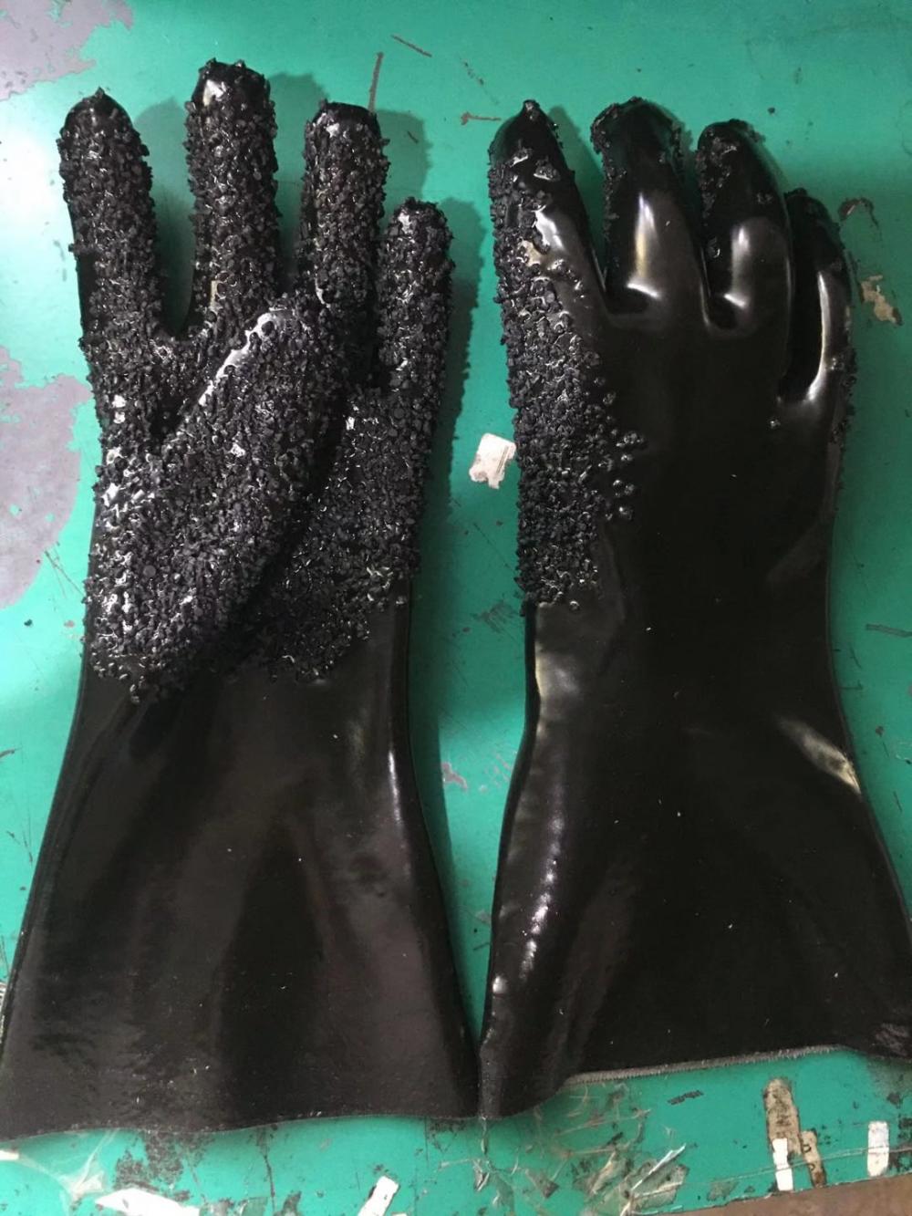 Guantes de manejo químico con acabado de chip negro de doble recubrimiento premium