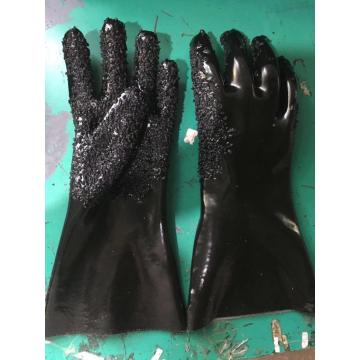 Premium Double-Coated Black Chip Finish PVC 12-Inch Chemical Handling Gloves