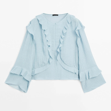 Women's casual, lazy, relaxed, and drooping ruffle edge shirt