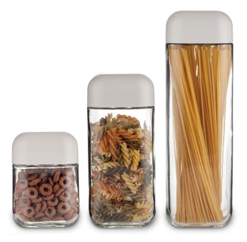 SINOGLASS trade assurance 3 pcs set airtight glass storage jar set glass cookie jar