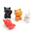 New Kawaii 23*30*42MM Resin Cartoon Fortune Cat Charms Bulk 100Pcs Cartoon Animal Fortune Cat Pendants Jewelry