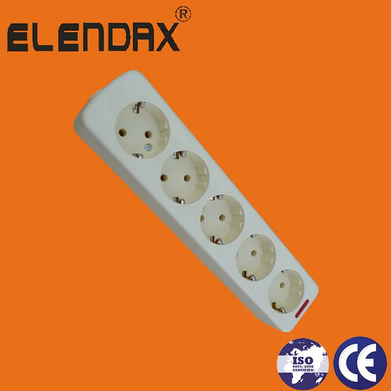 EU PP 5 Way Power Extension Socket with Earth (E5005E)