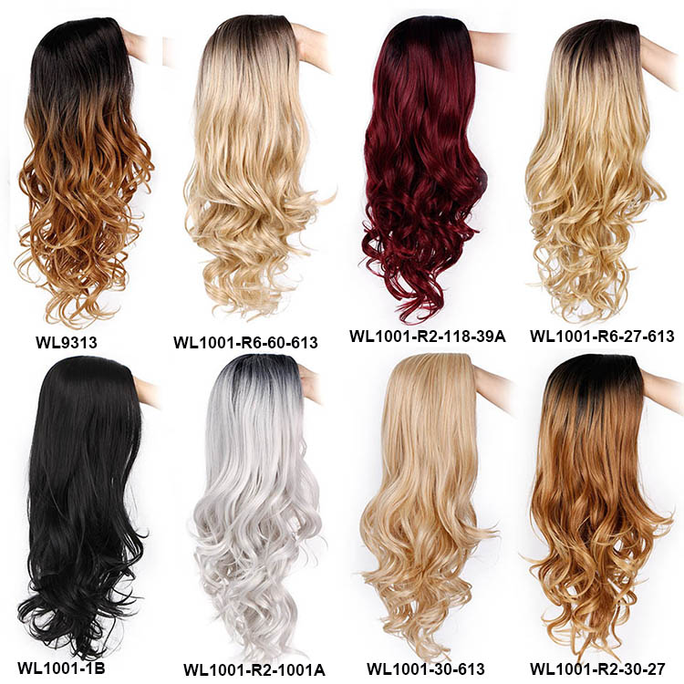 Vigorous Ombre Blonde Wig Long Wavy Synthetic Wigs for Women Brown Gray White Black Red Wig Glueless Hair Can be Cosplay