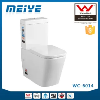 WC-6014 Two-Piece Watermark Australian Standard Professonal Toilet Factory with Geberit or R&T Flush Vlave & Soft Closing Cover