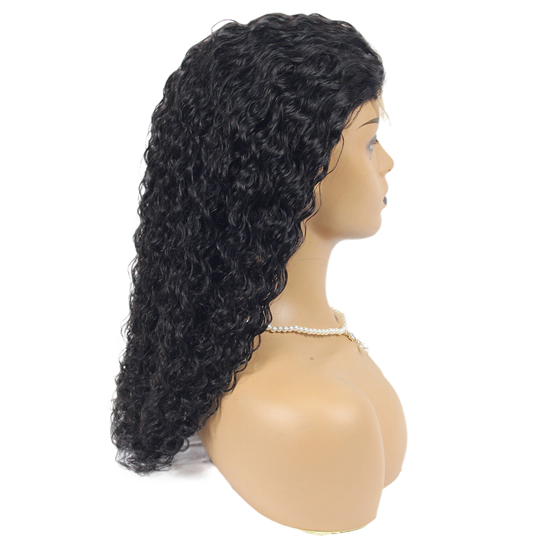 Glueless human hair wigs black, curly virgin human hair lace wigs, 150% density lacefront wig human hair