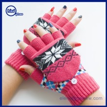Women's Knitted Winter Fingerless Gloves With Mitten Flap Cover