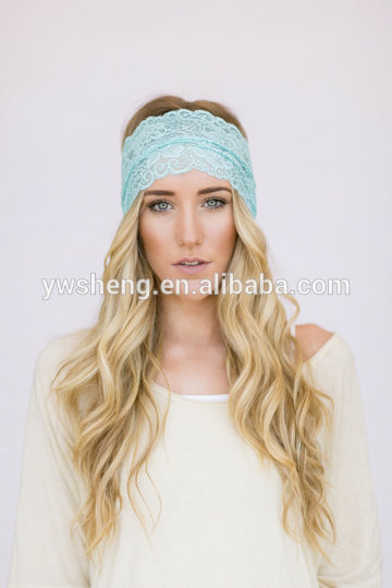 Wholesale cheap women plain elastic wide lace headbands