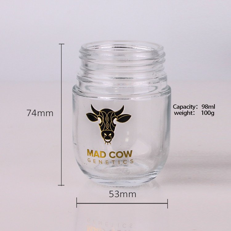 Customised logo 3oz glass jar with child resistant lid