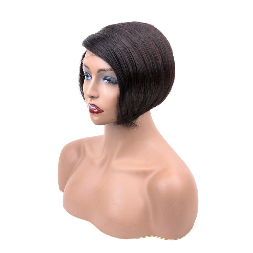 Hot selling Brazilian Remy pexie Short Lace Front Human Hair Wigs For black women for summer