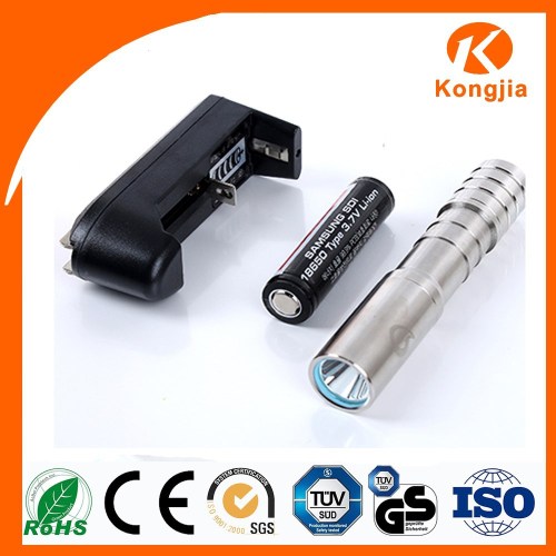 Ultra Bright Stanless Steel Rechargeable Mini Led Torch Light Manufacturer