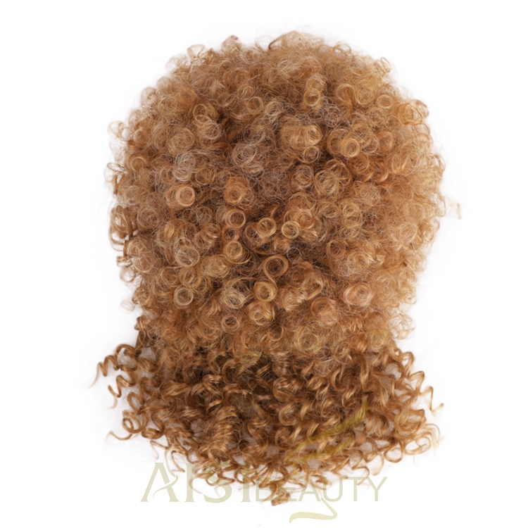 Aisi Beauty Popular New Design Wholesale Afro Fluffy Puff Brown Hairpiece Extension With Bangs Curly Afro Kinky Afro Hair Bun