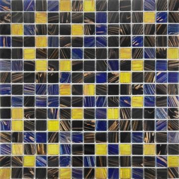 Gold line Brownish blue Baroque mosaic tiles