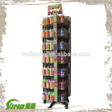 Metal spinner display rack with casters , removable metal display stand with wheels