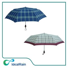 3 fold auto open plaid gentlemen unique rain umbrella