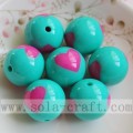 Colorful Heart Printed Solid Round Beads Wholesale