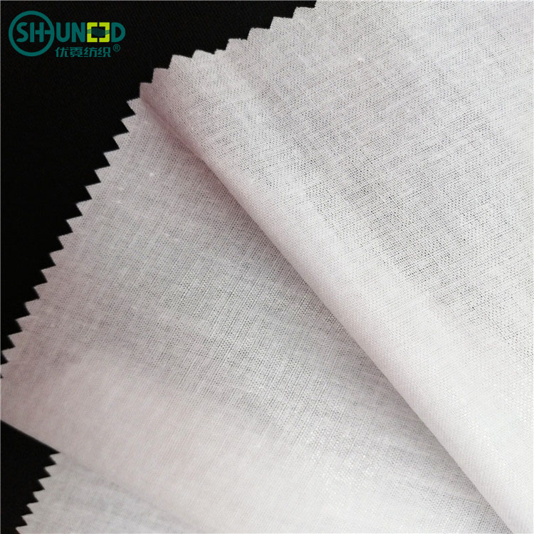 OEKO 100% Cotton Soft Shirt Collar Interlining Woven Fusible 110gsm Lining for Formal Shirt