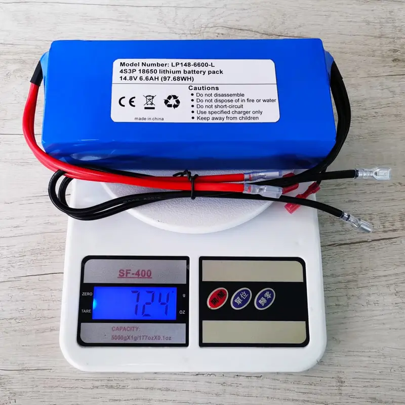 4s3p 12V 14.4V 14.8V 18650 6600mAh/6.6ah High Rate Discharge Rechargeable Lithium Ion Battery Pack with PCM and Connectors