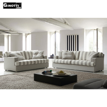 Grey stripe fabric sofa with soft cushion