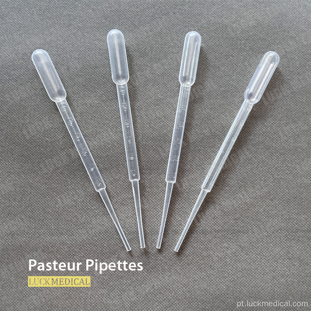 Pipetas de pasteur de plástico descartáveis