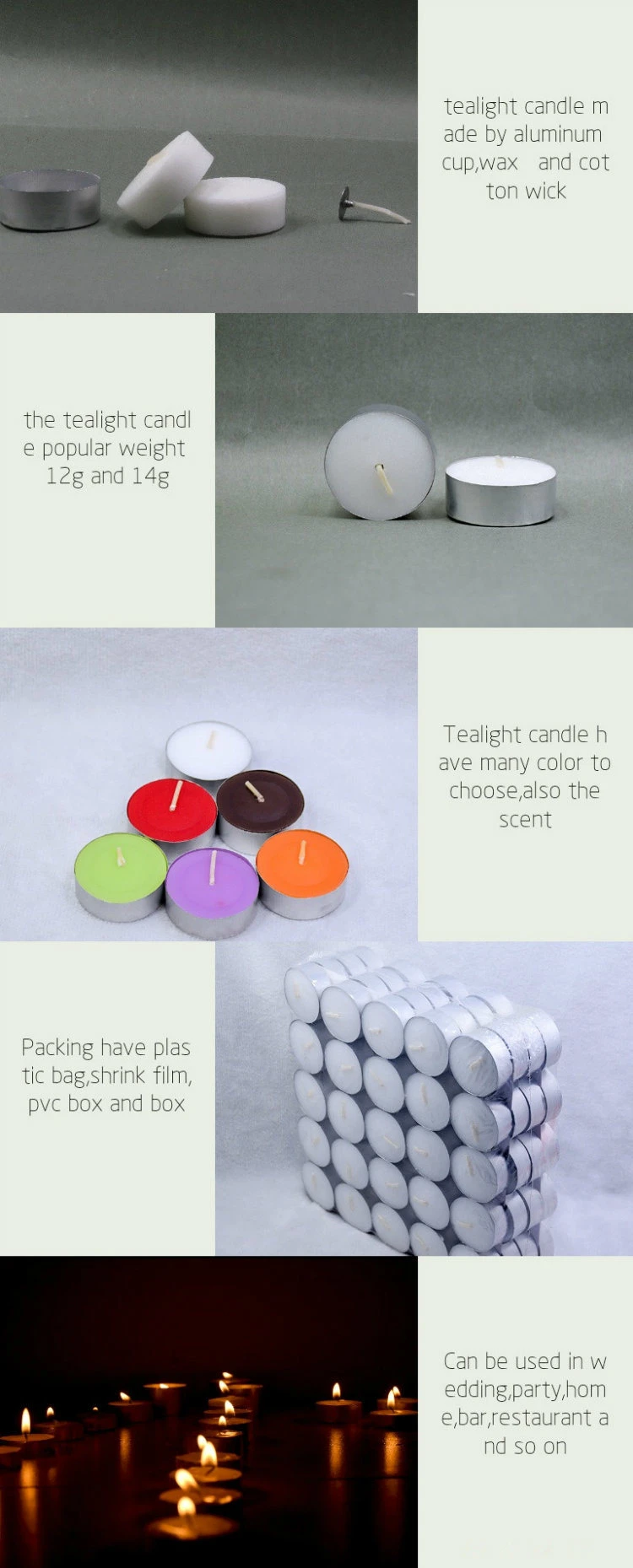 Birthday/Christmas/Wedding Product Supply White Unscented Tealight Candles for Dectoration