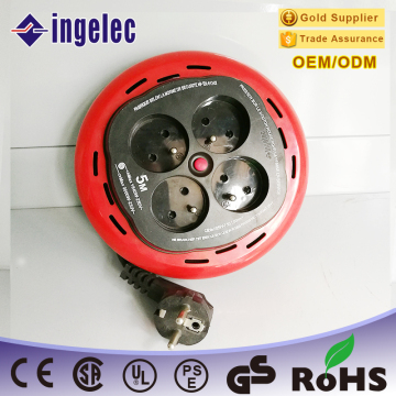 Standard Grounding 220V European Electric Extension Cable Reel , French Roll Extension Cable Reel Socket with 5M Cable