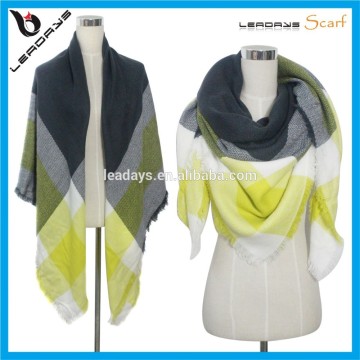 2016 hottest selling plaid blanket winter cashmere scarf ,scarf factory china