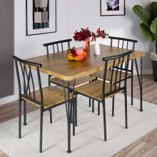 Metal and Wood Simple Modern Nook Dining Table Set for Small Spaces