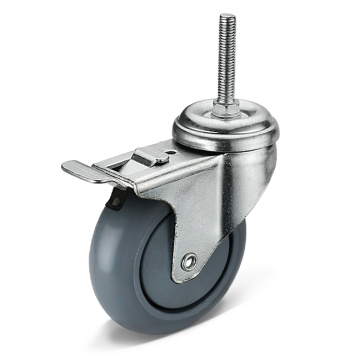 Stem PU Caster Handle Cart Wheels with Brake