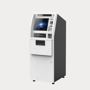 Contant geld en munten trekken geldautomaat op voor fastfood -resturaunts