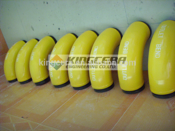 Ceramic lined boom elbow for concrete pumps