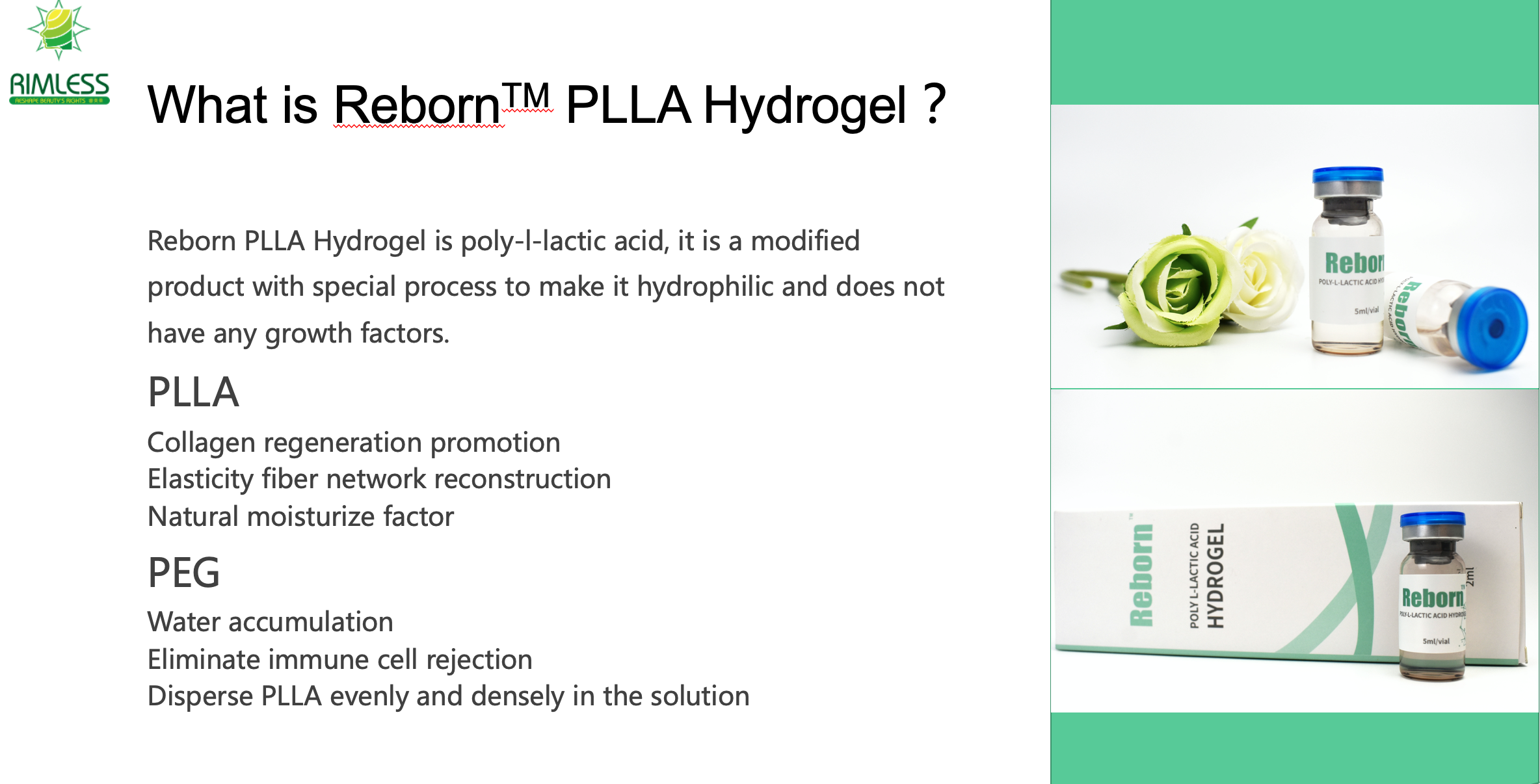 2 ml 5 ml Reborn PLLA Hydrogel för att ta bort melaninet i kroppen