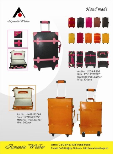 different color PU vintage trolley luggage sets