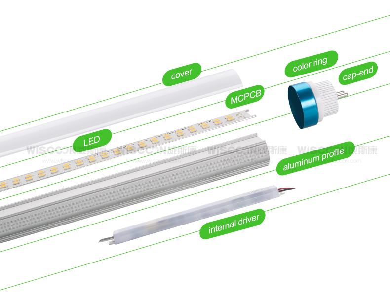 T8 High Lumen led tube 4ft 160lm/w rotatable end cup