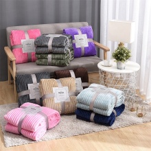 wholesale Flannel Coral Flannelette Striped Milk Nap Blanket
