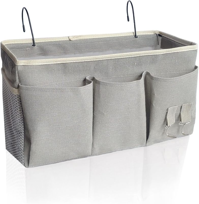 Grey Hanging Bedside Caddy for Dorms