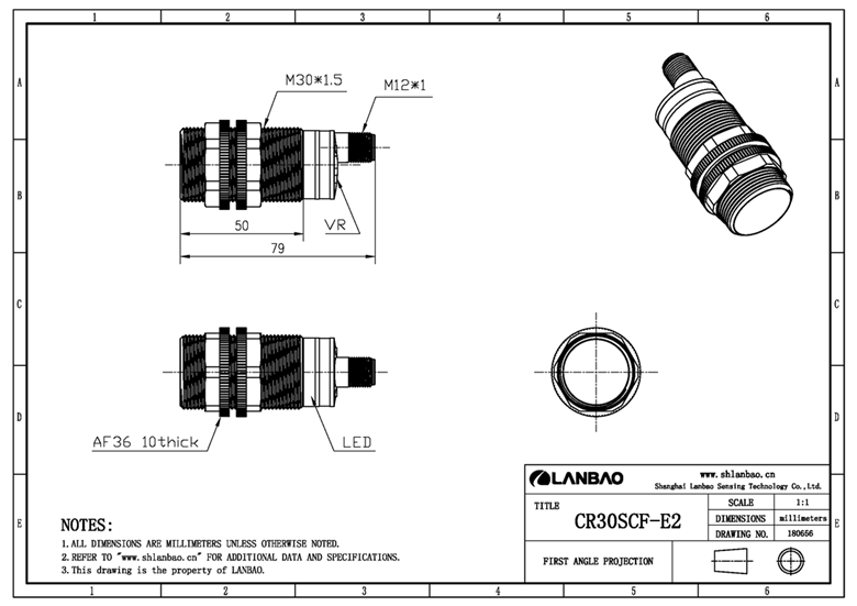 LANBAO M30 Plastic Liquid Level NPN/PNP Capacitive Sensor with M12 connector