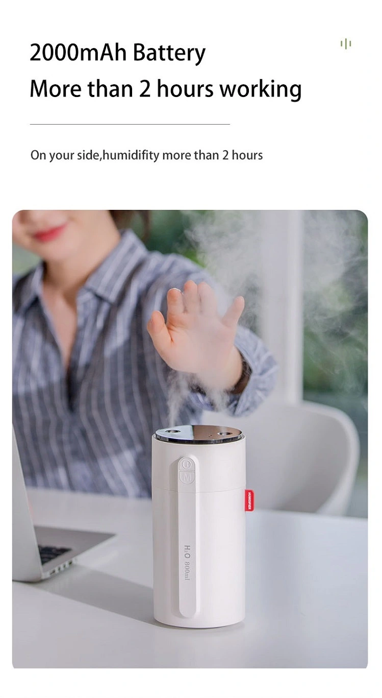 Induction Type Smart Portable Double Mist Air Humidifier Wireless Rechargeable 2000mAh Battery Infrared Sensor 800ml USB Mini Humidifier