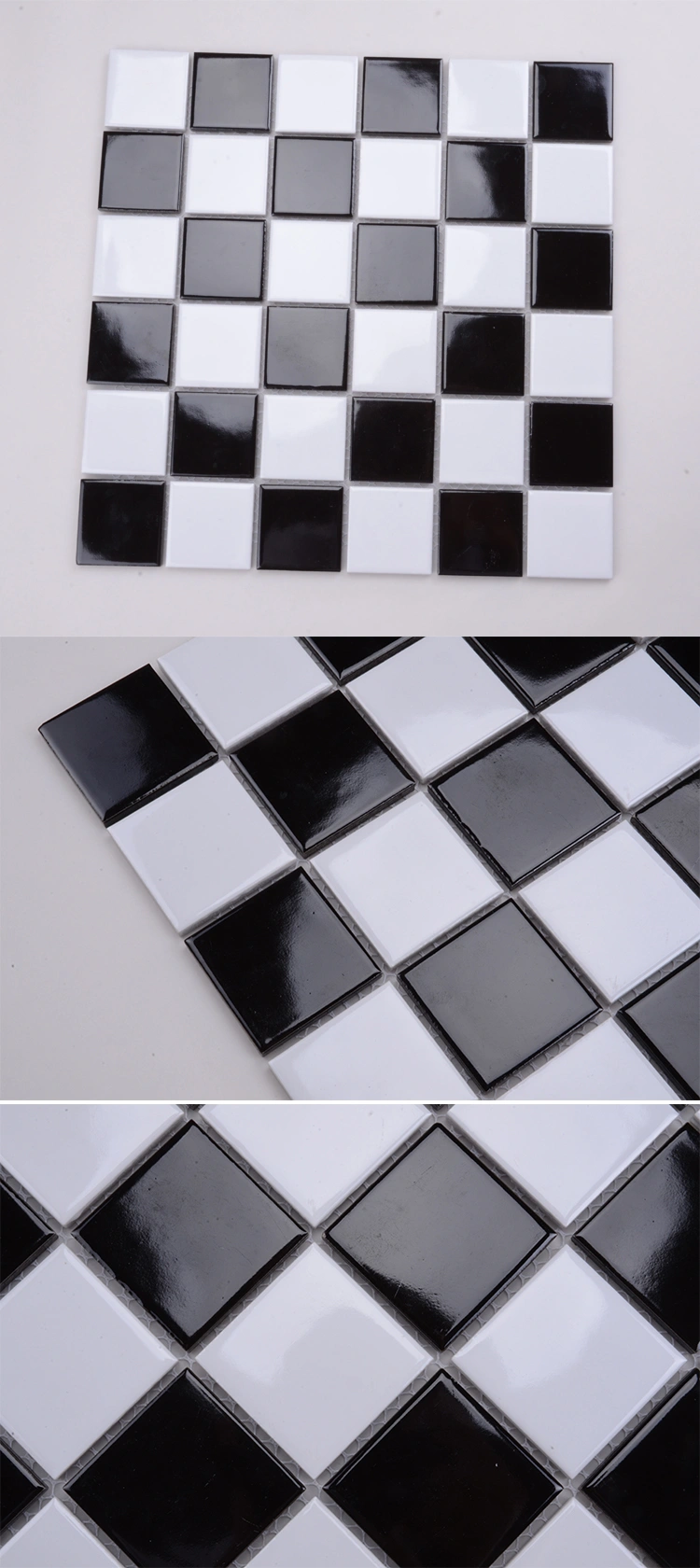 Simple Design Black and White Mosaic Tile Bathroom Floor