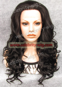 Medium Length Curly Brown Synthetic Lace Front Wig