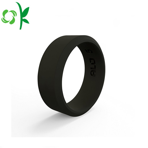 Engraved Silicone Ring Slap-up Black Round Sport Ring
