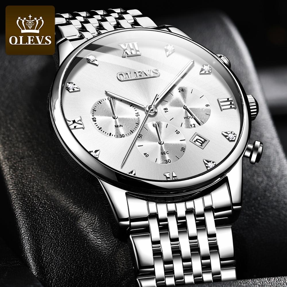 Men Luxury Watch OLEVS Brand Quartz Fashion Business WristWatch OEM with Steel Band Chronograph Waterproof Watches Men Wrist