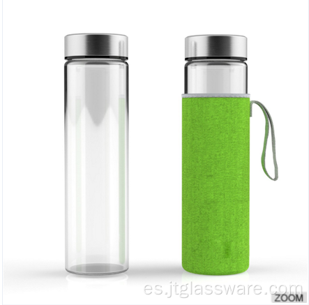 Nuevo diseño de botella de vidrio de borosilicato funda de silicona