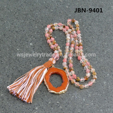 Natural agate beads necklace All-match SAUTOIR Tassel Necklace