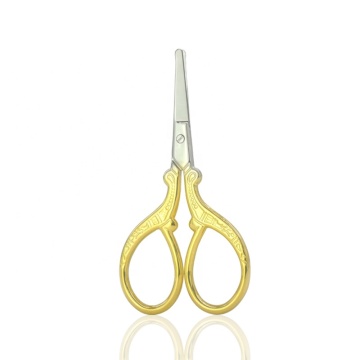 Wholesale beauty tools portable gold plated stainless steel curve profesional eyebrow scissors