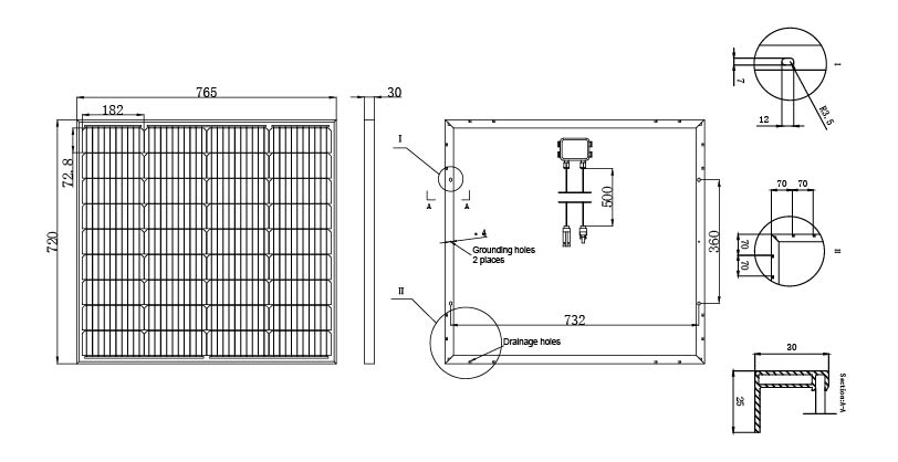 182mm 100W Solar Panel